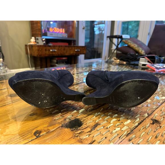 Alexander McQueen Heelless Suede Curved Wedge Ankle Peep Toe Boot EU38 - Picture 7 of 15